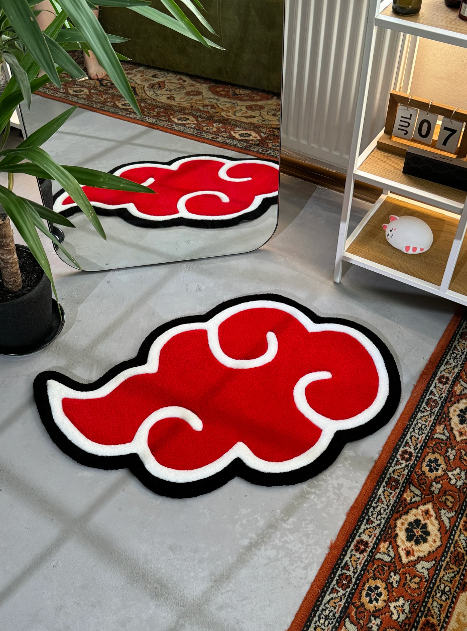 Hand Tuffted Akatsuki Cloud Naruto Rug