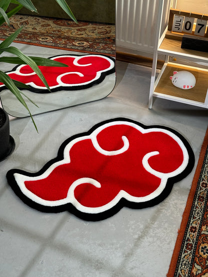 Hand Tuffted Akatsuki Cloud Naruto Rug