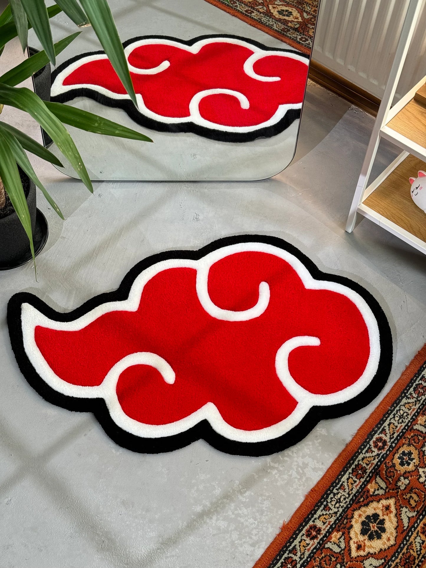 Hand Tuffted Akatsuki Cloud Naruto Rug