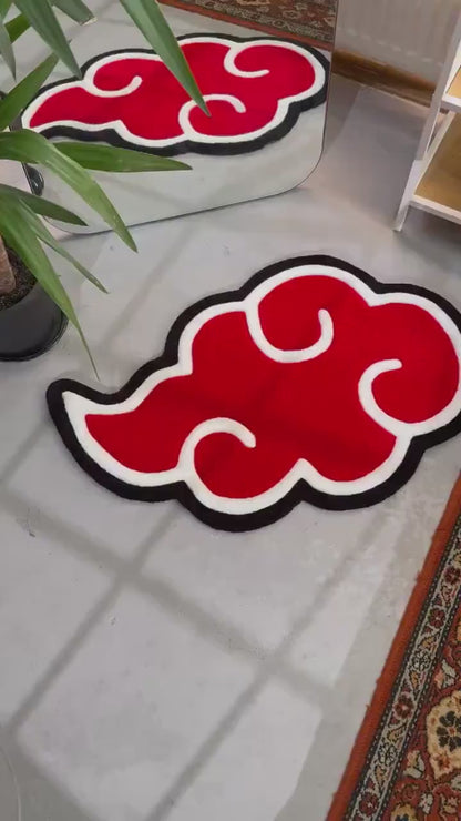 Hand Tuffted Akatsuki Cloud Naruto Rug